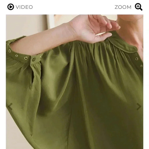 Chicos Ring-Trim Blouse Size 2 Olive Green - Picture 4 of 5